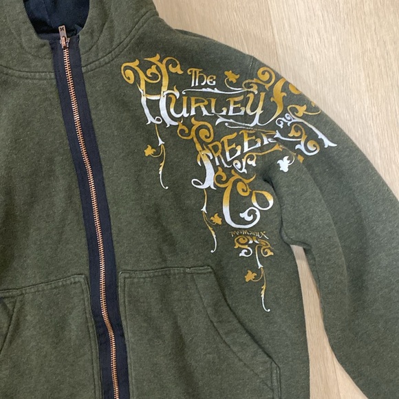 Vintage 2000s Hurley Olive Green and Black Zip-Up Jacket - Picture 4 of 5